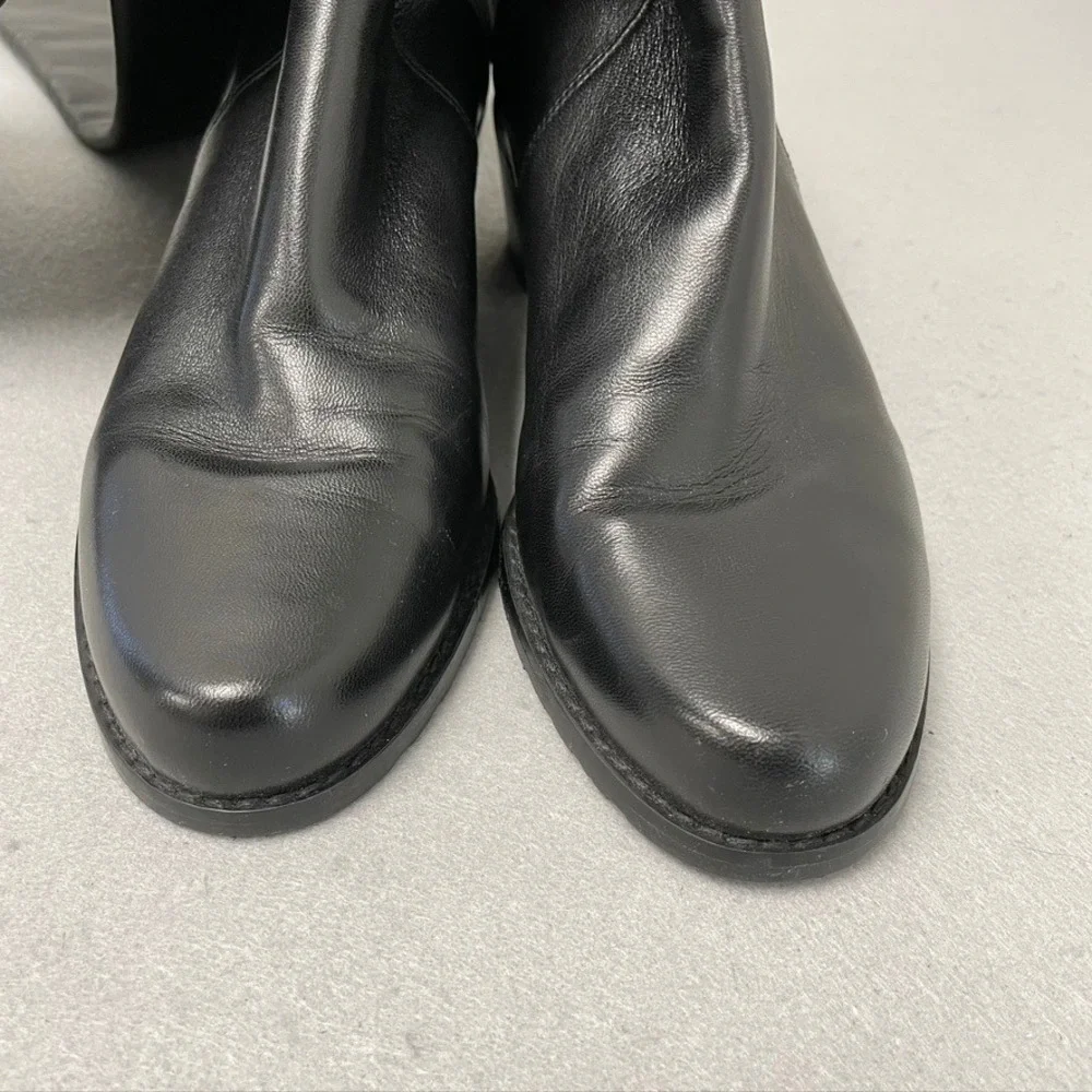 Stuart Weitzman 5050 Over The Knee Boots Womens 8M Black‎ Leather Block Heel